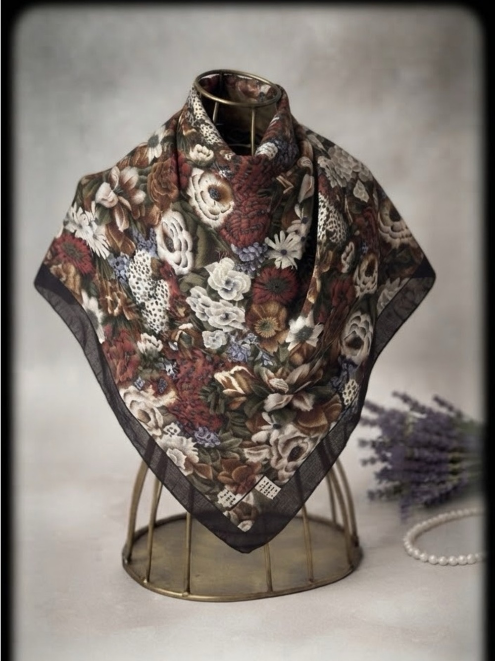 Vintage Club 7 Echo Floral Fringe Scarf